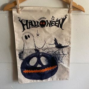 Happy Halloween Ghost,Bat, And Pumpkin small House Flag